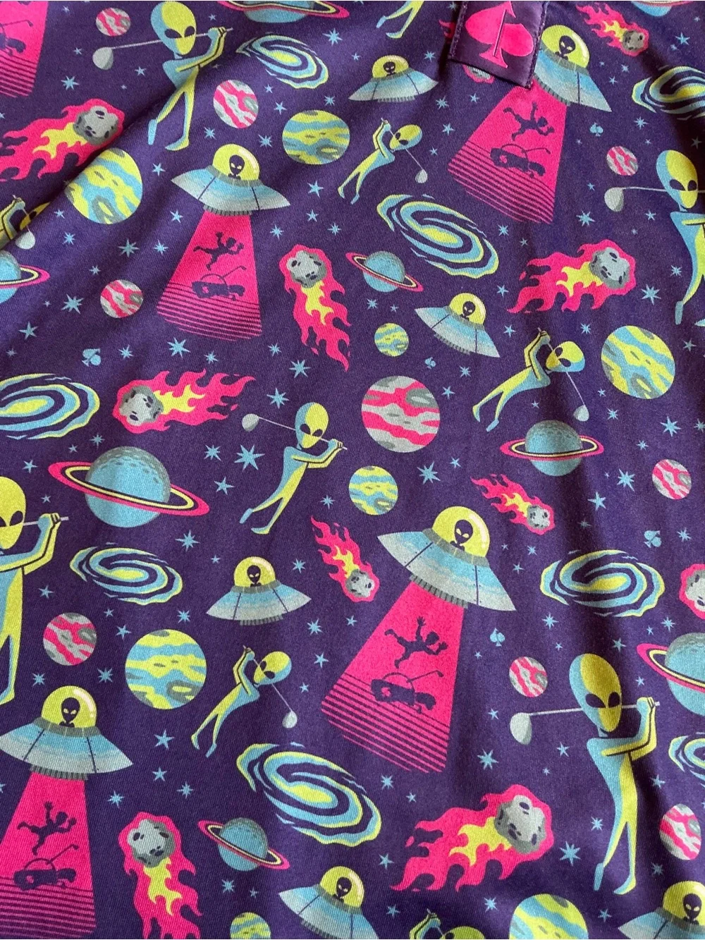 Pins & Aces Boys Alien Spaceship Golf Polo, Medium